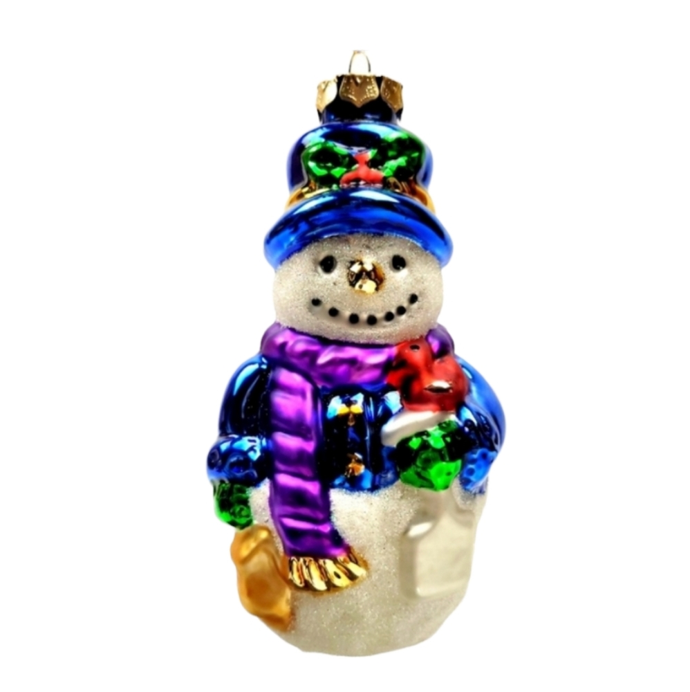 Glass 6" Snowman Ornament